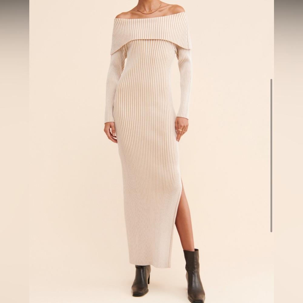 Anthropologie | off shoulder knit sweater dress